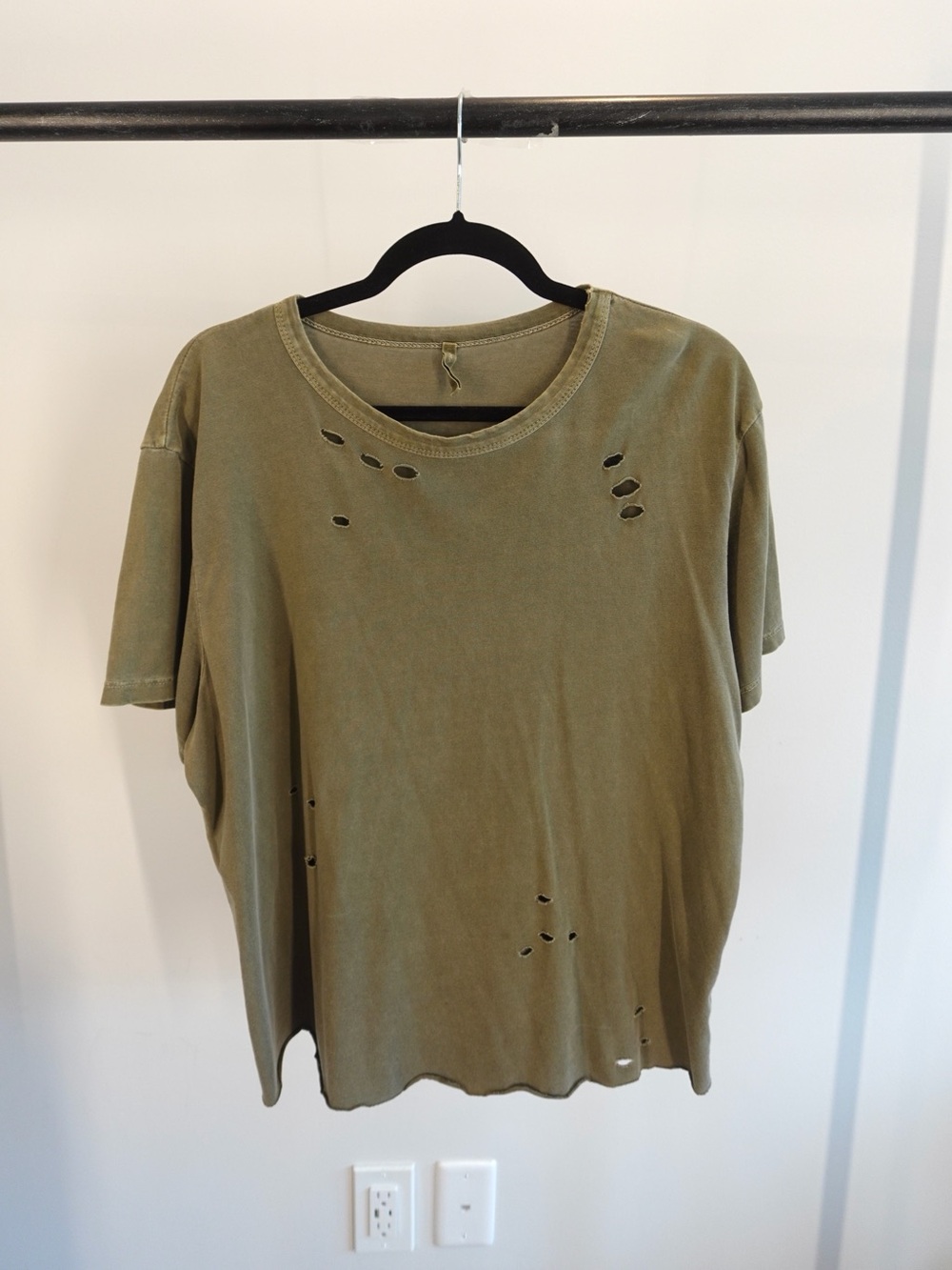 Distressed Olive Green Men’s T‑Shirt
